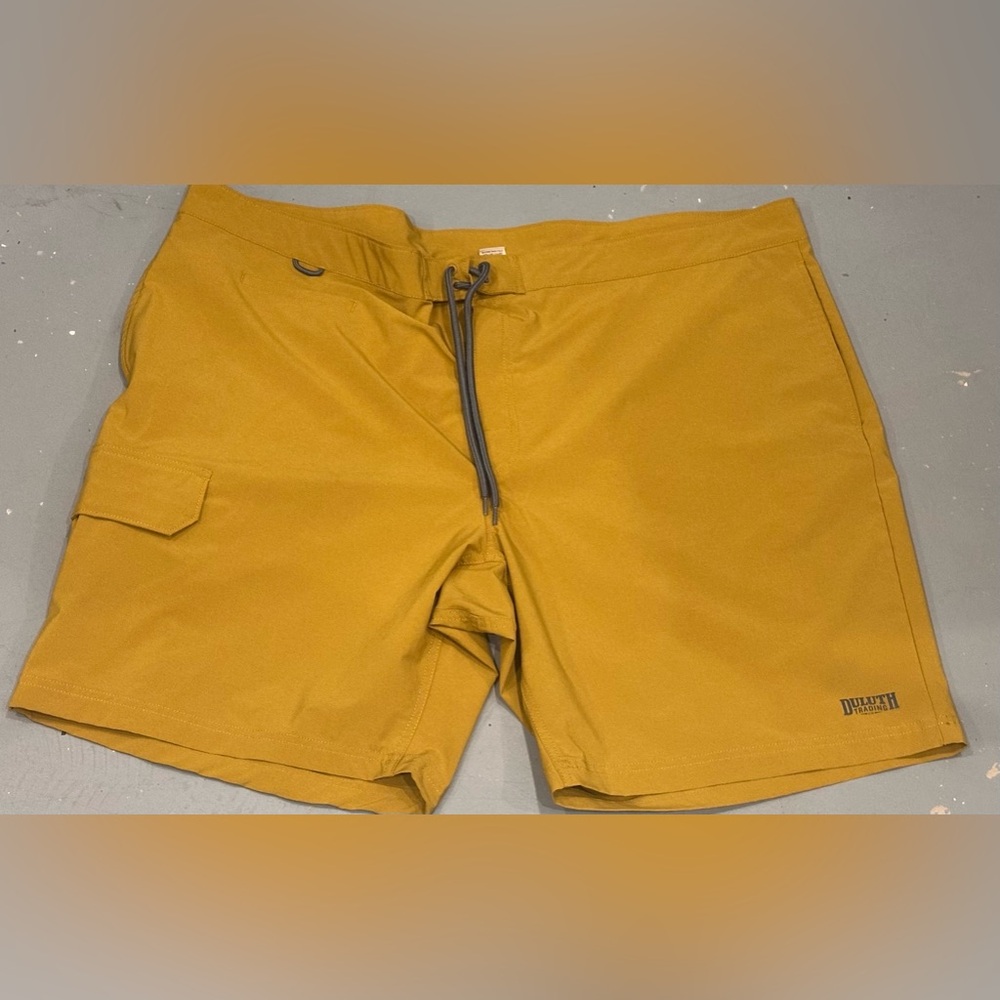 69. Duluth Trading Bull Moose Hybrid Mustard Sz 48 Swim Trunks Surf Shorts 1024c